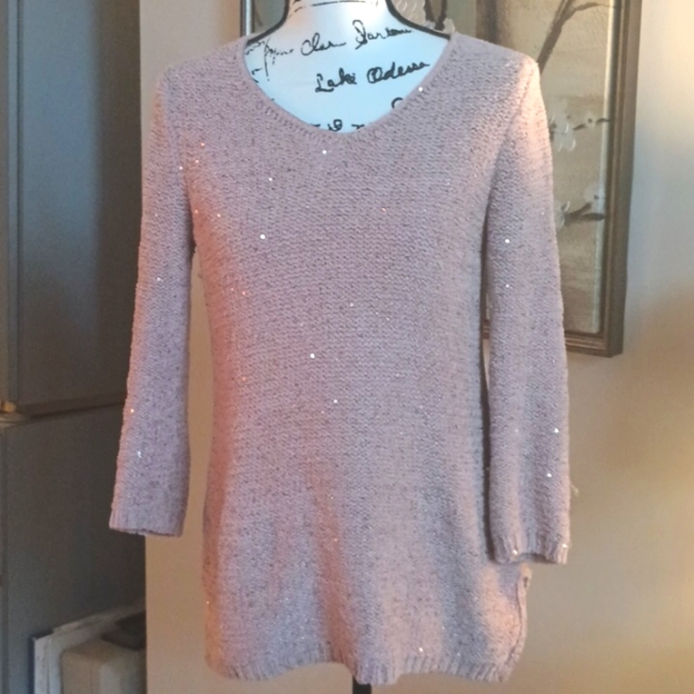 Chico's Soft Pink Sweater With Small Sequins Throughout. Chico's Size 0. US Size